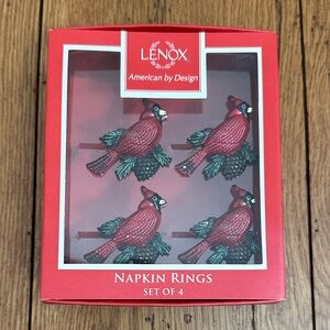 Lenox Cardinal Napkin Rings Set - Red and Green